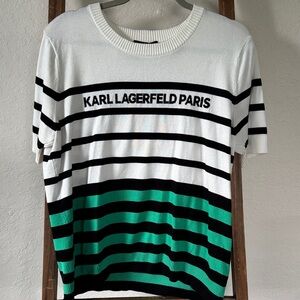 Karl Lagerfeld Black & White Striped Knit Sweater